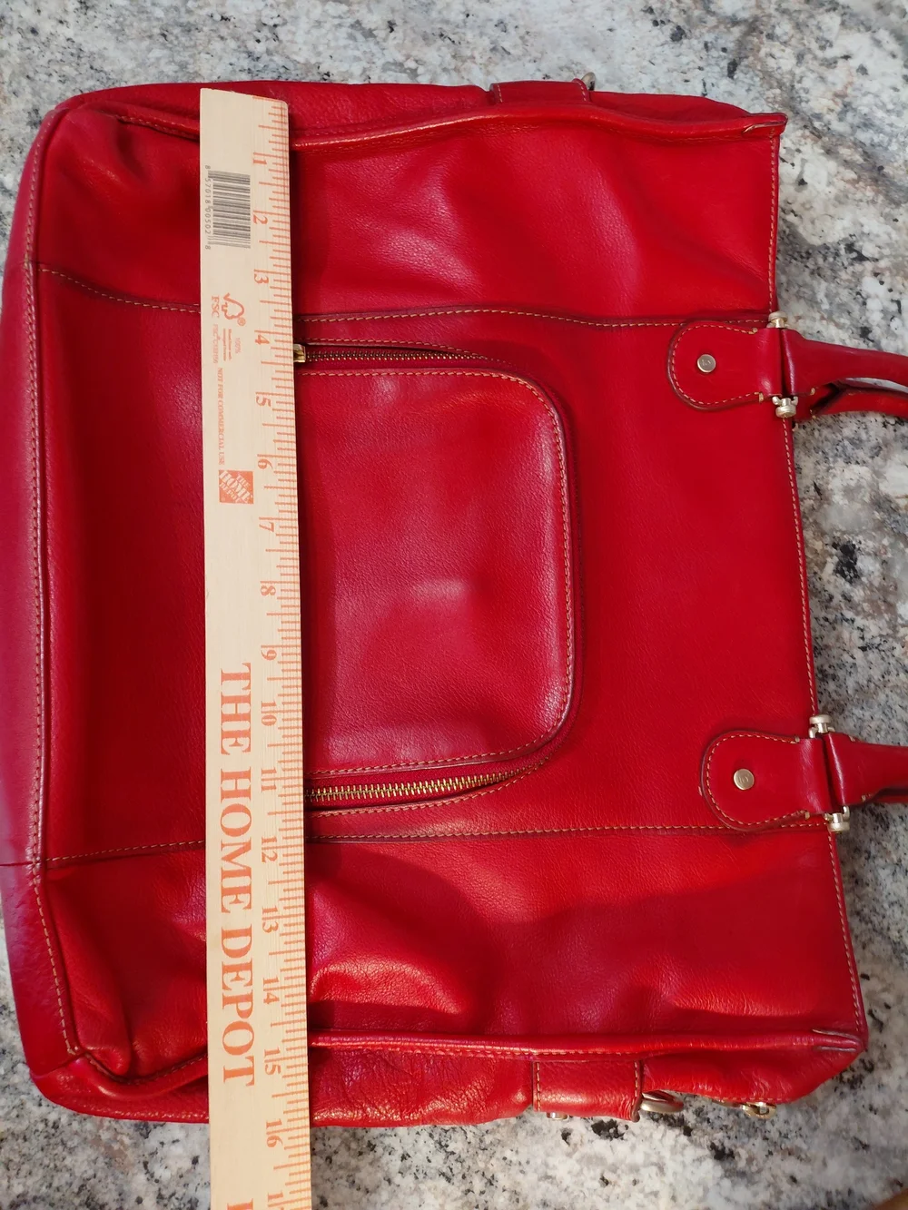 Liz Claiborne Red Leather Work Computer Tote Bag With Gold Hardware